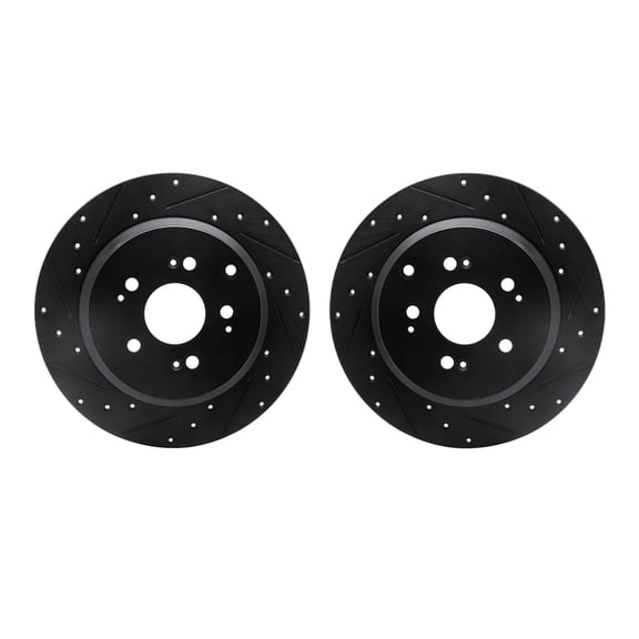 Dynamic Friction Company Rear Brake Rotors-Drilled and Slotted-Black 8002-59052