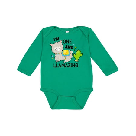 

Inktastic Im One and Llamazing with Llama and Cactus Gift Baby Boy or Baby Girl Long Sleeve Bodysuit