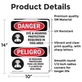 thumbnail image 2 of (2 Pack) Eye And Hearing Protection Required Bilingual OSHA Danger Sign, 2 of 7