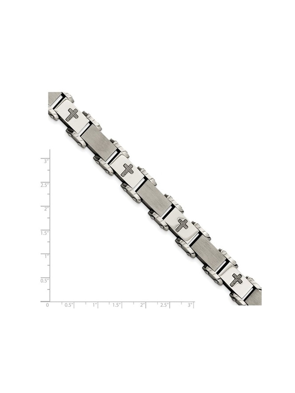 Gem & Harmony Mens Stainless Steel Cross Bracelet 8.75 inches for Men