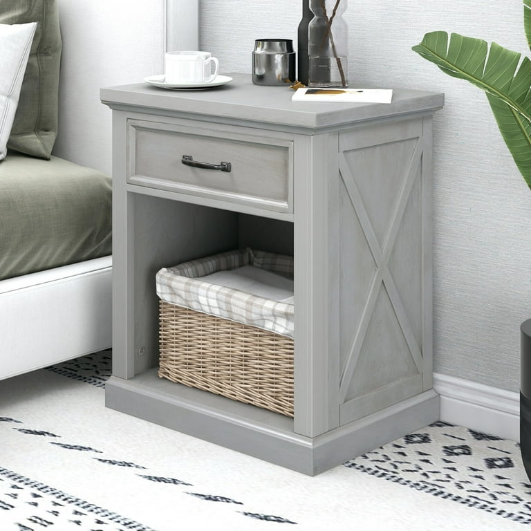 Tall sale grey nightstand