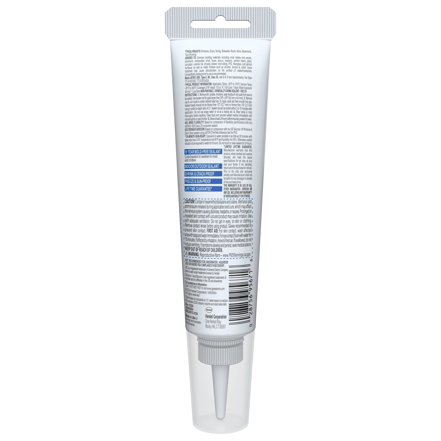 GE Advanced Silicone Window & Door Sealant, Pack of 1, Clear 2.8 fl oz Tube