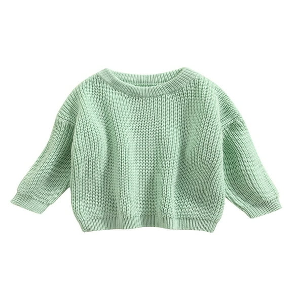 Bébé Enfant en Bas Âge Filles Garçons Pulls Cou Hiver Chaud à Manches Longues Bonbons Couleur Pulls Tricotés Vert Clair 3-6 Mois