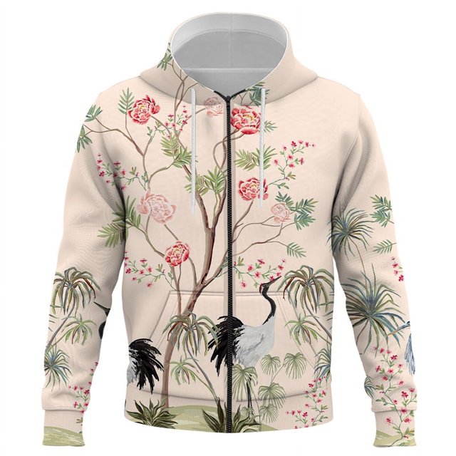 Sudadera con cremallera para hombre y mujer, sudadera clásica con estampado 3D de cabeza de flor, estilo hip hop, informal, para niños, 2024