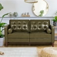 thumbnail image 5 of ACMEASE Classic Faux Leather Tufted Backrest Loveseat with Two Bolster Pillows, Olive Green, 5 of 7