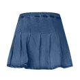 thumbnail image 4 of oqasdz Stylish Women's Short Pleated Solid Color Loose Comfortable Denim Skirts for Women Casual Party Wedding Formal Work Wear, 4 of 5