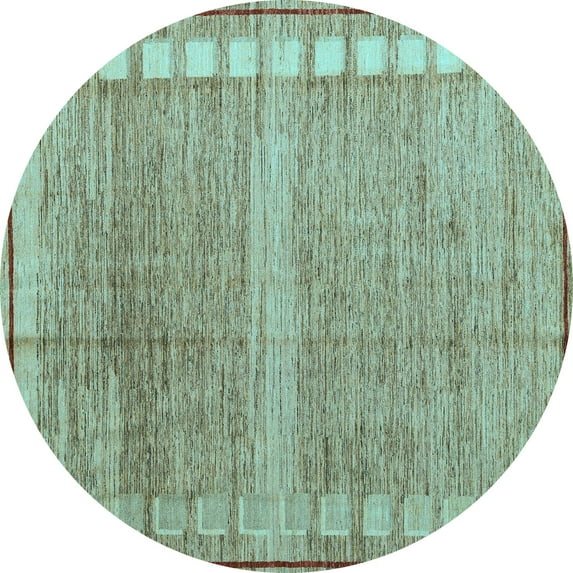 Ahgly Company Indoor Round Oriental Light Blue Modern Area Rugs, 6' Round