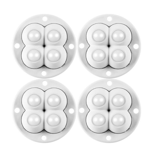 4 Uds. Mini ruedas giratorias sin ruido ruedas pequeñas autoadhesivas (perla de pegamento blanco)