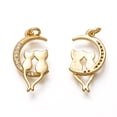thumbnail image 2 of 10 pc Brass Micro Pave Clear Cubic Zirconia Pendants Long-Lasting Plated with Jump Rings Moon with Couple Cat Real 18K Gold Plated 19x10x2mm Jump Ring: 4x1mm 2mm Inner Diameter, 2 of 3