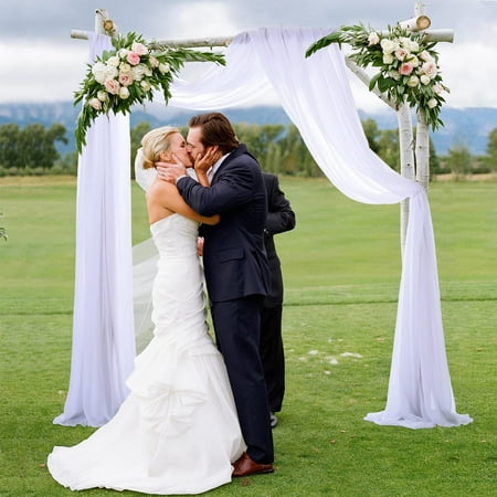 

DSstyles Wedding Arch Draping Fabric 2 Panels Drapery Wedding Ceremony Reception Swag Decoration for Birthday Party Table Runner Table Skirt Stair Bow Valance Backdrop Curtain Decoration