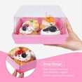thumbnail image 3 of Pink 7x7x4 Inch Cake Boxes with  Lids, 25 Pack Disposable Dessert Boxes for Cakes, Cupcakes, Cookies, Pie - Dog Toys Included, 3 of 6