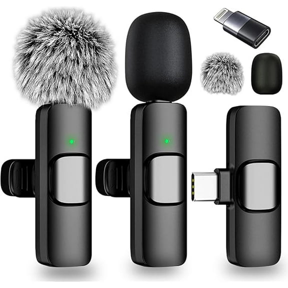 Wireless Lavalier Microphone for iPhone - Android, iPad, Tablets, Bluetooth Mini Microphone with Noise Canceling,65FT Transmission,6H Battery Life, Professional Lapel Mic for Video Recording