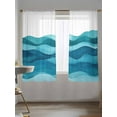 thumbnail image 5 of Teal Blue Sheer Curtains 63 Inch Long 2 Panels, Gradient Waves Abstract Watercolor Modern Art Light Filtering Rod Pocket Semi Sheer Curtains, Sheer Voile Drapes for Living Room Bedroom, 52"x63", 5 of 5