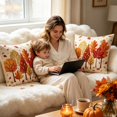 thumbnail image 5 of Btomtd Pumpkin Pillow Covers 18 x 18 for Thanksgiving, Fall Decorative Pillow Cases, Soft Couch Cushion Covers for Sofa Bedroom, A, 5 of 7
