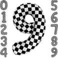 thumbnail image 1 of Yanonmyfd Globo grande de 40 pulgadas a cuadros con números blancos y negros para coche de carreras, suministros de fiesta de 5 cumpleaños número 5 globo a cuadros,Cuadros 9, 1 of 12