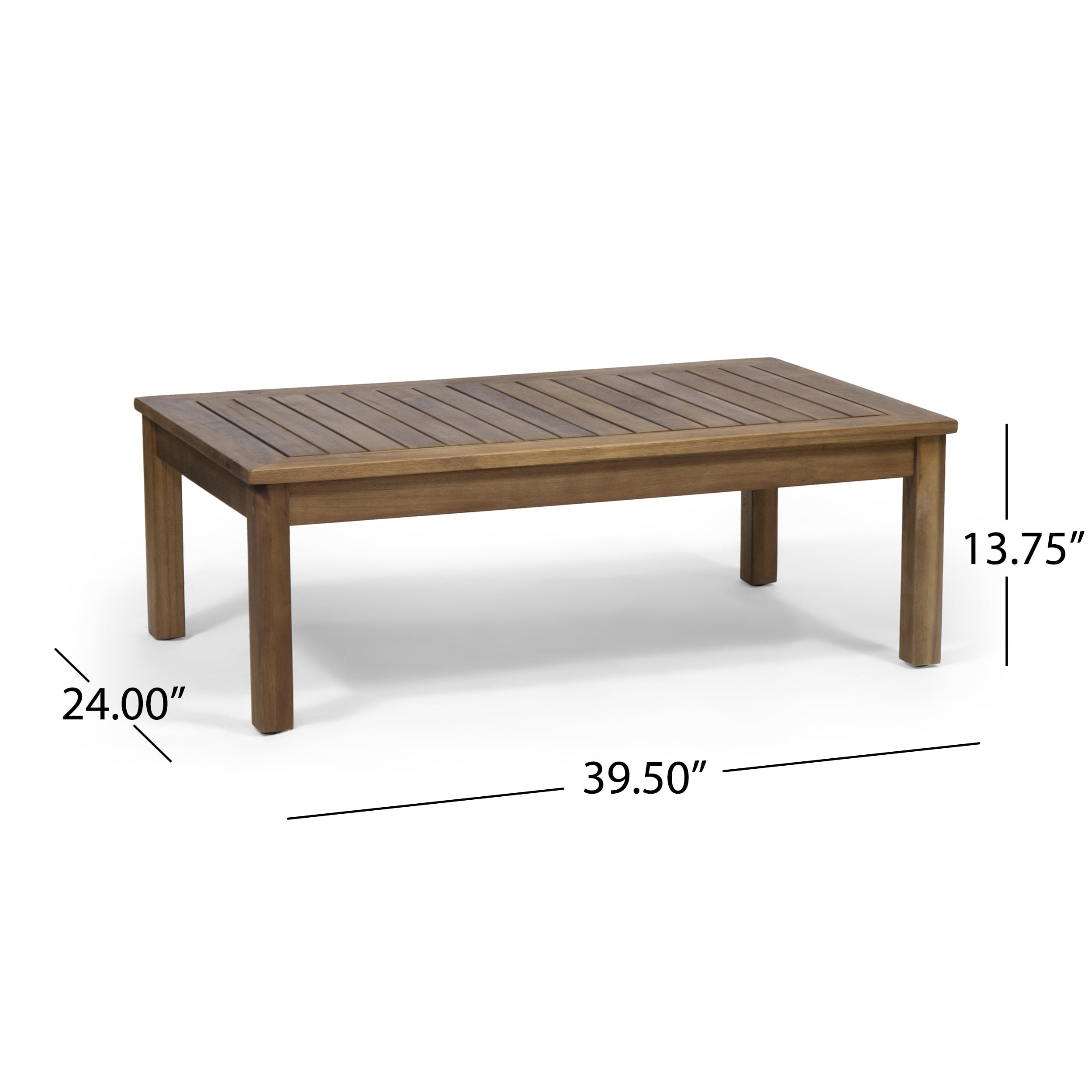 Outdoor Double Sofa and Coffee Table Leisure Set, Acacia Wood and Rattan Integrated Furniture for Patio Garden, Gray and Beige