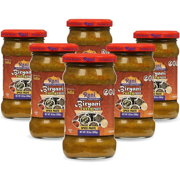 Rani Biryani Masala Curry Paste (Cooking Spice Paste for Indian Rice Dishes, Pullao / Pilau) 10.5oz (300g) Glass Jar, Pack of 5 1 FREE  All Natural | Vegan | No Colors | Gluten Free | NON-GMO | India