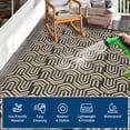 thumbnail image 6 of HIWEAVER 9' x 18' Black/Brown Outdoor Rug PP Plastic Straw Woven Waterproof Patio Rug with Border Portable Outside Carpet for Balcony Deck Picnic Garden Decor, 6 of 7