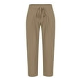 thumbnail image 3 of Mens Pants Summer Casual And Comfortable Drawstring Pocket Elastic Waist Pants Spring/Summer Pants for Men Khaki M, 3 of 4