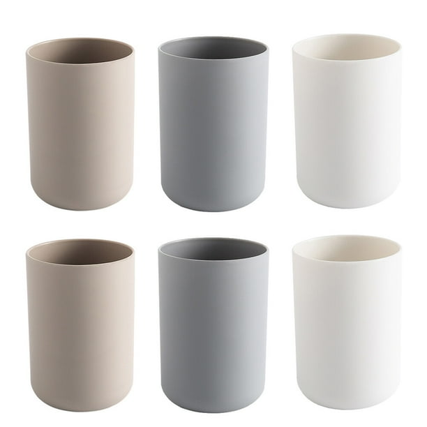 EeaseMX Taza de cepillo de dientes de baño de 5 piezas Copa de diente de color sólido Parejas tazas de cepillado de dientes simples para baño Café gris blanco para cada 2 piezas