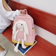 thumbnail image 3 of Cute Kids Cartoon Bunny Backpack Kindergarten Canvas Large Knapsack (Blue), 3 of 9