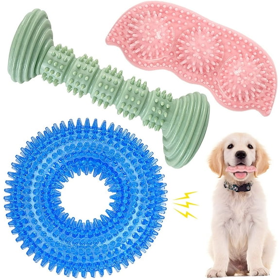 ENZZROA Dog Chew Toys for Puppy Teething, 3Pack 2-8 Months Puppies Teething Toys Soft & Durable Puppy Toys for Cleaning Teeth and Protects Oral Health Both Small Dogs & Medium Dog Suitable