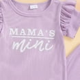 thumbnail image 5 of Kaprioy Girls Summer Outfits Toddler Girl 2Pcs Fly Sleeve ATTITUDE MAMA'S MINI Letter Shirt Tops + Waffle Flare Pants Set Clothes, 5 of 6