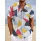 thumbnail image 2 of Camisa de playa con estampado geométrico hawaiano para hombre, estampado gráfico hawaiano degradado, ropa informal de manga corta para la calle, 2 of 5