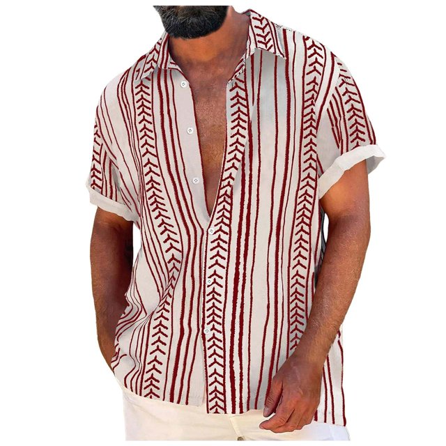 toraway Vêtements d'Été Protecteur de Poche Transparent pour Hommes Chemise Homme Manches Courtes Mode Rayée Imprimée Chemise Multicolore Rayée Non Positionnée TTTG