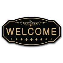 Welcome Victorian Sign (Black / Gold) - Large 5" X 10"