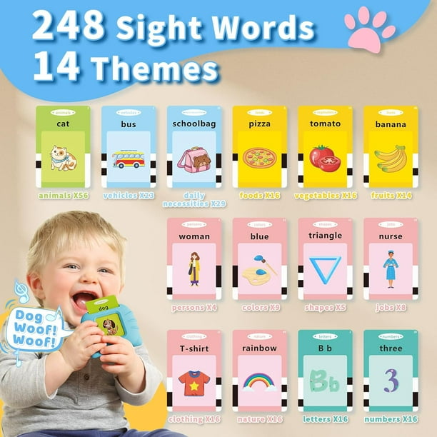 Toddler Toys Talking Flash Cards for 1 2 3 4 5 6 Year Old Boys and Girls Autism Sensory Toys for Autistic Children Learning Educational Montessori Speech Therapy 248 Sight Words Kids Gifts Walmart