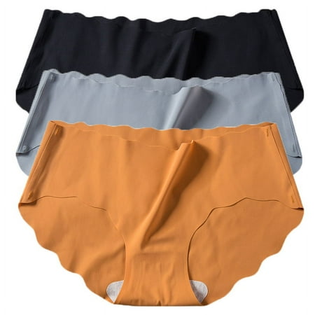 LAST CLANCE SALE! Women s Seamless Briefs Pack of 3 Ice Silk Panties Mid-Rise No Show Underwear  L//23-29ls