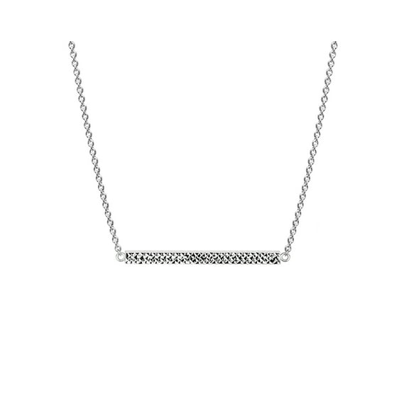 Sterling Silver Horizontal Bar Necklace with Diamond Cut
