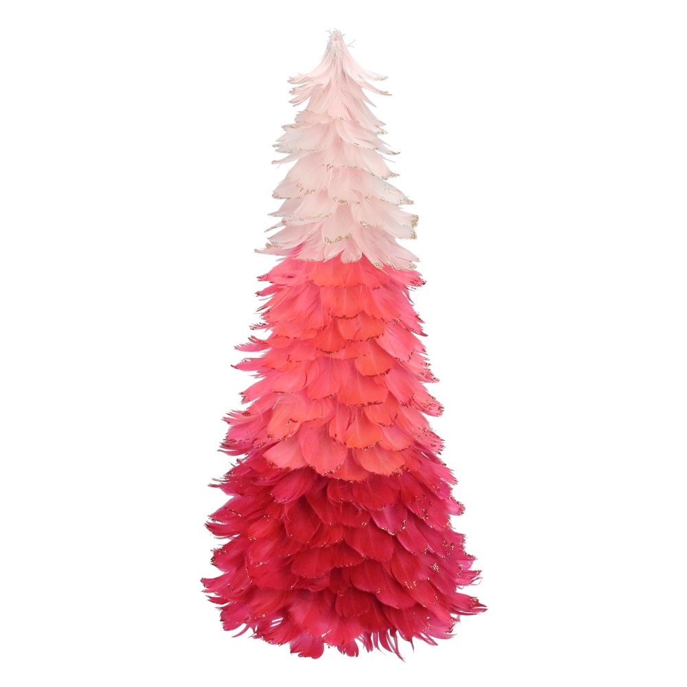 18" Pink Ombre Feather Cone Christmas Tree Unlit