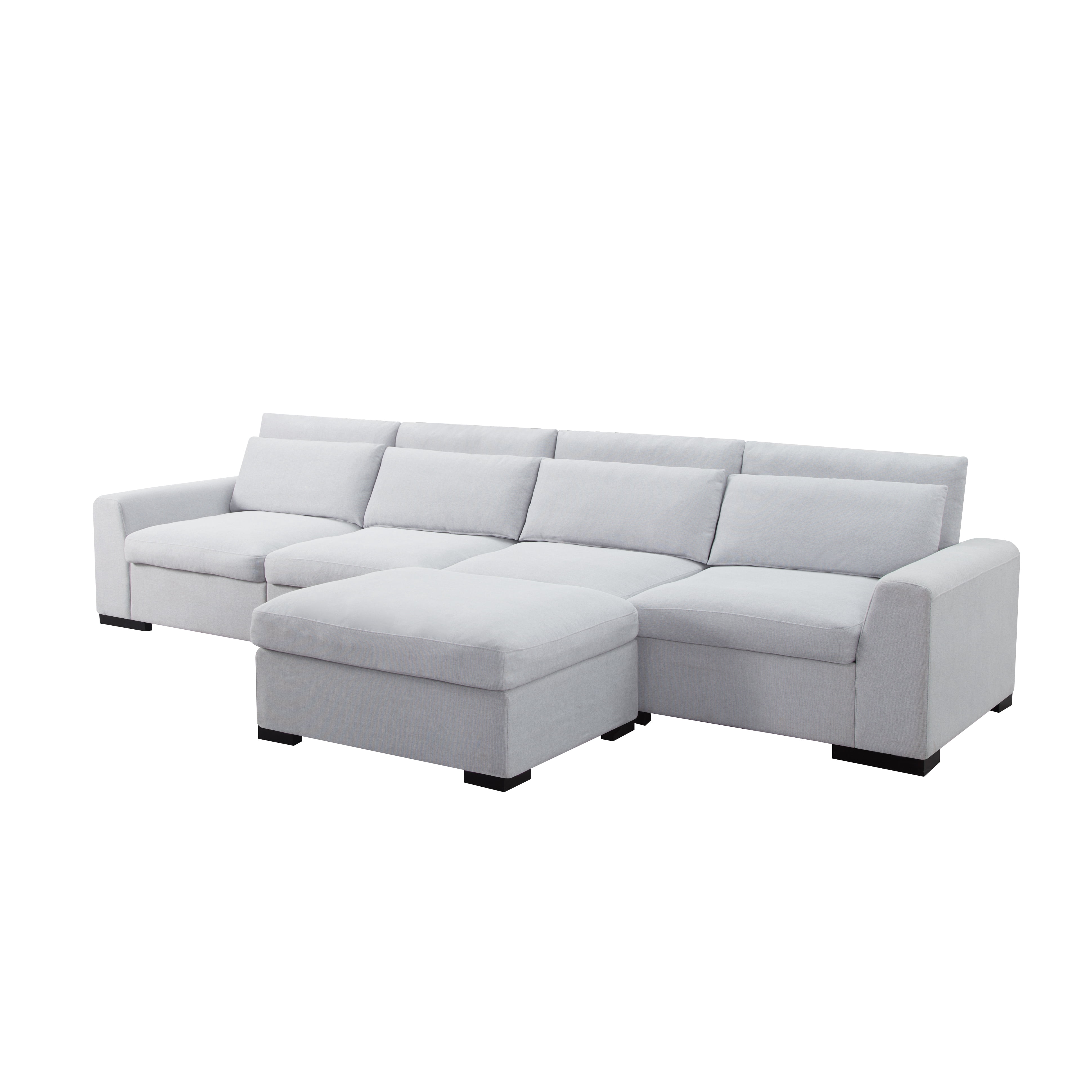 Gewnee Modern Modular Sectional Sofa Set with Ottoman, High-Density Foam, Removable Cushions, Solid Wood and Metal Frame, Suitable for Home/Office Use