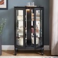 thumbnail image 4 of Curio Cabinet with Tempered Glass Doors, Lighted Display Cabinet with Mirrored Back Panel & Adjustable Shelves Perfect for Home or Office (Light Bulb Included)- Black, 4 of 13