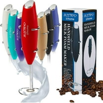 Bistro@Home Milk Frother Handheld, Frother for Coffee Drink Mixer Milk Foamer, Milk Frothers (Red)