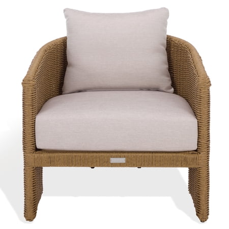 Safavieh Couture Donya Coastal Aluminum Patio Chair Natural/Beige