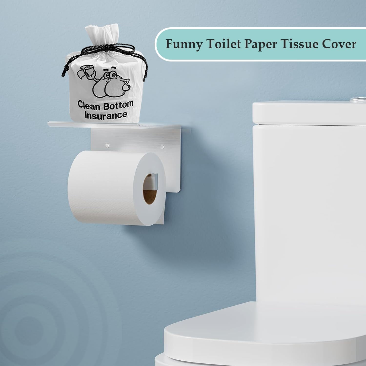 Born Uncommon Toilet Paper Roll Cover - 9" x 5.5" Reusable Cotton Toilet Paper Cover with Drawstring Closure – Decorative Bathrooms Tissue Roll Storage Bag