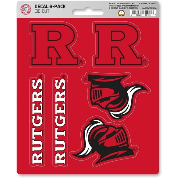 Rutgers University Scarlet Knights 6-Piece Decal Sticker Set, 5x6 Inch Sheet, Gift for football fans for any hard surfaces around home, automotive, personal items