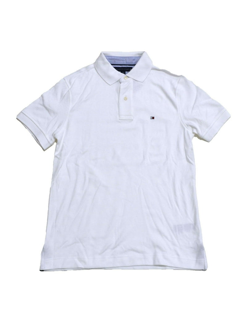Tommy Hilfiger Mens Custom Fit Interlock Polo Shirt White)