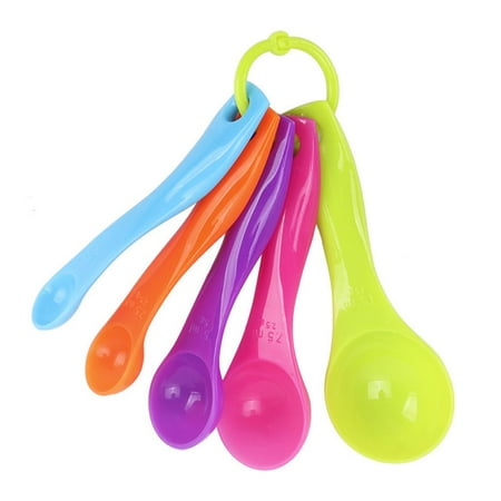 

5Pcs/Set Measuring Spoons Plastic Kitchen Spoons with Scale Colorful Teaspoon for Kitchen Cooking Baking Tools