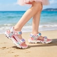 thumbnail image 2 of Ticikt Kids EVA Sport Sandals, Lightweight Adjustable Strap Outdoor Beach Shoes, Girls Color Block Princess Style Summer Sandals, 2 of 7