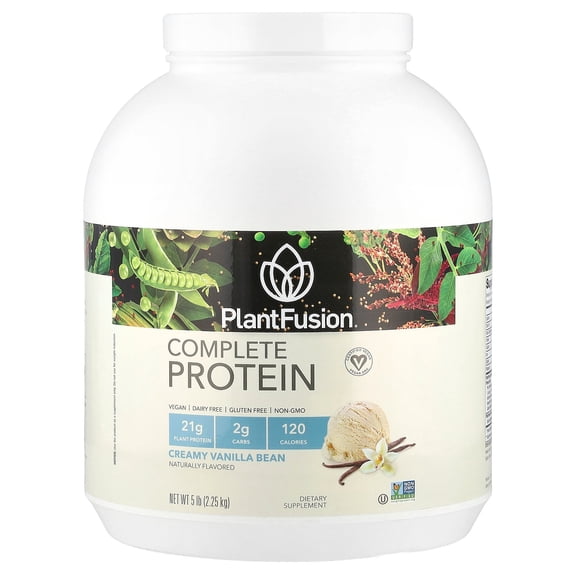 PlantFusion Complete Plant-Based Vegan Pea Protein Powder Dietary Supplement, Gluten & Allergy Free, Vanilla, 5 Pound