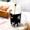 thumbnail image 3 of Yiaed Japanese White Crane Print Ceramics Coffee,Large Handle Design,Extra Large Tea and Coffee Cup for Office and Home Mugs, 3 of 6