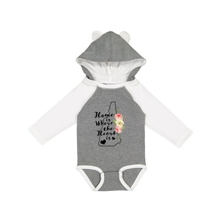 

Inktastic New Hampshire Home is Where the Heart is with Watercolor Gift Baby Boy or Baby Girl Long Sleeve Bodysuit