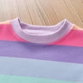 thumbnail image 4 of URMAGIC Toddler Kid Little Girls Rainbow Stripe Crewneck Sweatshirt Pocket Pants Outfits, 4 of 9