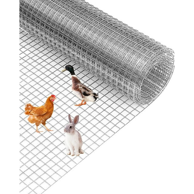 Hardware Cloth Chicken Wire – 19GA Galvanized Welded Wire Mesh Roll, 1/2 Inch x 1/2 Inch Square Mesh for Poultry Netting, Chicken Coop, Rabbit Fencing