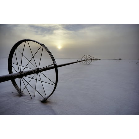 Irrigation Equipment Resting In The Snow Alberta Canvas Art - Dan Jurak Design Pics (17 x 11)
