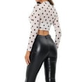 thumbnail image 5 of INSPIRE CHIC Valentine's Day Women's Crop Top Semi-Sheer Mesh Long Sleeve Crew Neck Blouse XL Black&White, 5 of 7